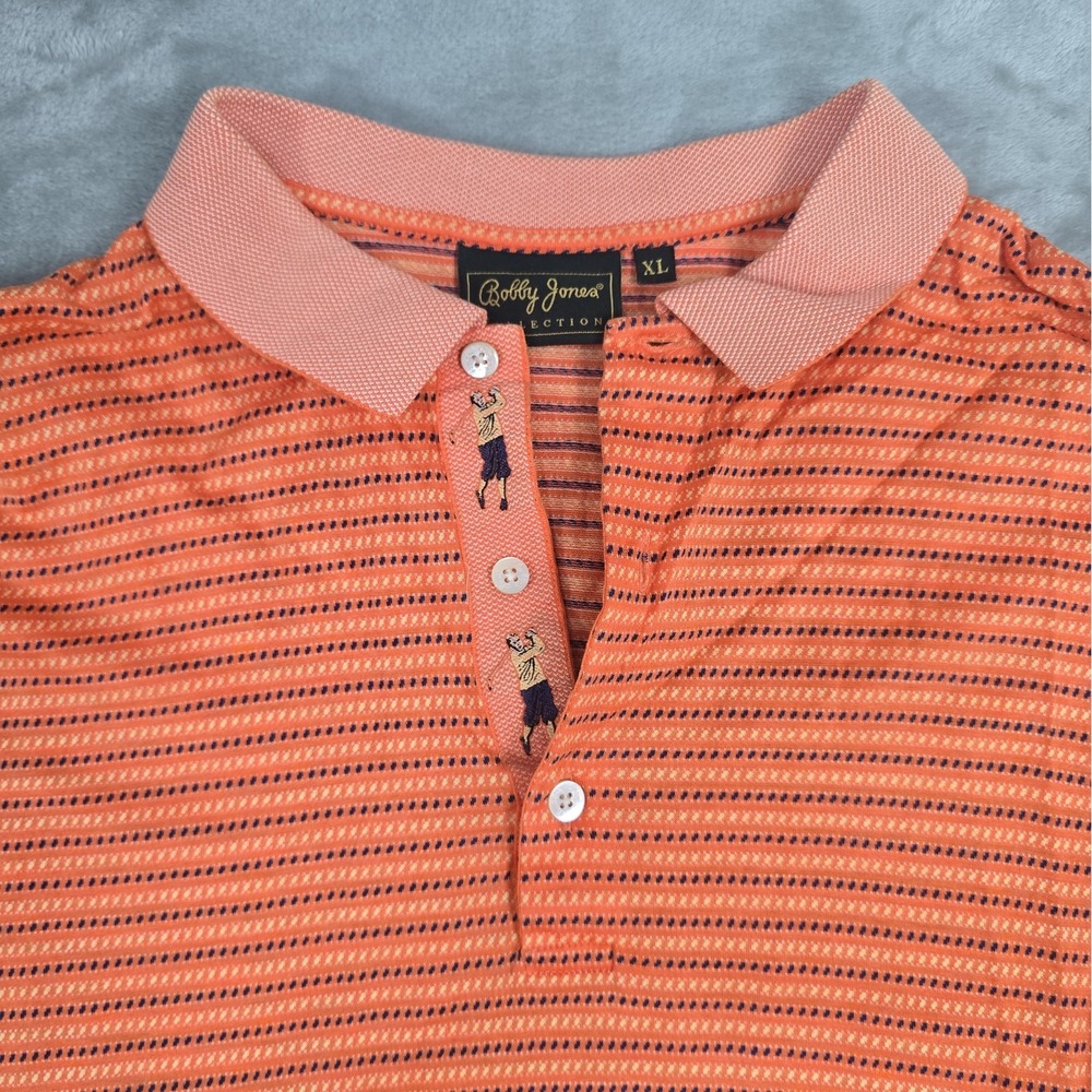 Vintage Bobby Jones Men's Golf Polo Shirt XL Blue Orange Micro Dot